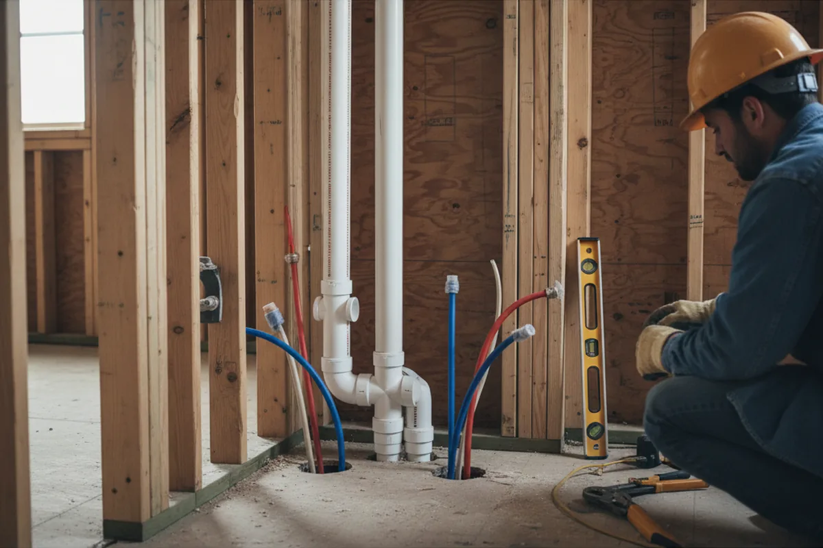 Drain and supply rough-in during Toilet Repair and Installation in Shawnee